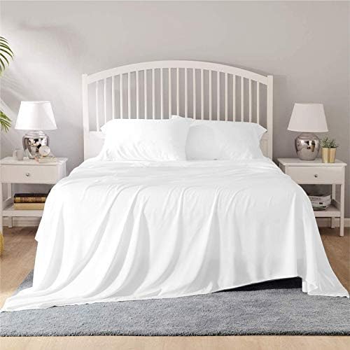 Image of YRM Bedding's - Egyptian Cotton Bedsheet 400-TC Premium Hotel Quality 1 Bedsheet (92x102) + 2 Pillow Covers (18x28) - (Queen Size, White Color)