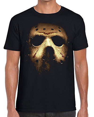 Funky NE Ltd Jason Voorhees máscara de Halloween – Viernes 13 – Terror – Camiseta – 100% algodón, de pequeño a XXL, 1 Color, Gran Idea de Regalo Negro Negro (S