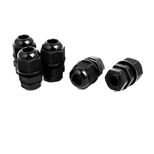 Aexit PG7 1-2.3mm Transmission Dia Nylon 4 Holes Adjustable Cables Gland Connector Black 5pcs