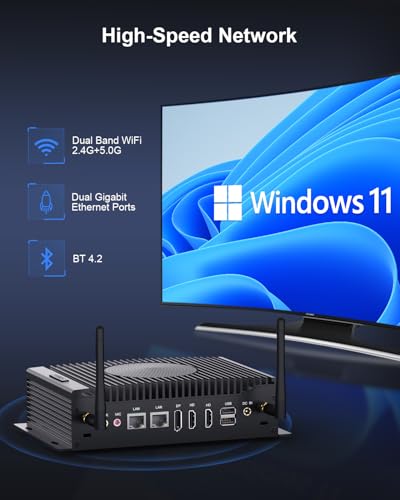 Image of HISTTON Industrial Mini PC Win 11 Pro, i5-10210U, DDR4 16GB 512GB M.2 SSD | Mini Computers Dual HD+DP 4K Triple Display, WiFi 5 /BT4.2 /USB3.0 /RS232 /485 COM, Mini Desktop Support Linux /Ubuntu