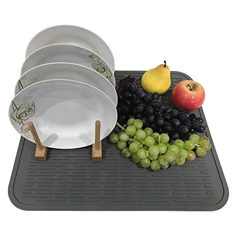 Extra Large Silicone Trivet Heat Resistant Mat 18'' x 16'' Dish Drying Mats Kitchen Counter Rack Sink Drainer Pad Hot Pot Trivet Dishwasher Safe (Gray) Cover