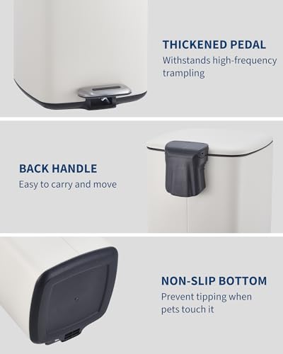 Caneca de basura de acero inoxidable beige 30L con pedal miniatura 5