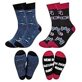 2 Paar Gaming Socken Geschenke für Gamer mit Spruch bitte nicht stören ich zocke Lustige Socken, Baumwollsocken Haussocken Wintersocken Weihnachtsgeschenke für Männer