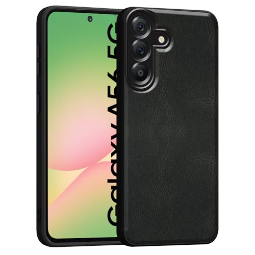 Image of amazon basics Back Cover for Samsung Galaxy A56 5G | Ultra Slim Soft Rubberised Case | Oil Feel Soft Leather Back | Camera Protection - Black