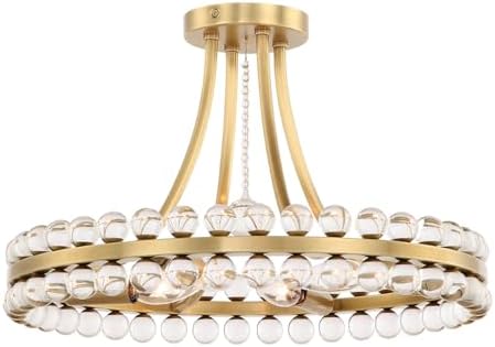 Crystorama Clover 4 Light Aged Brass Semi Flush Mount