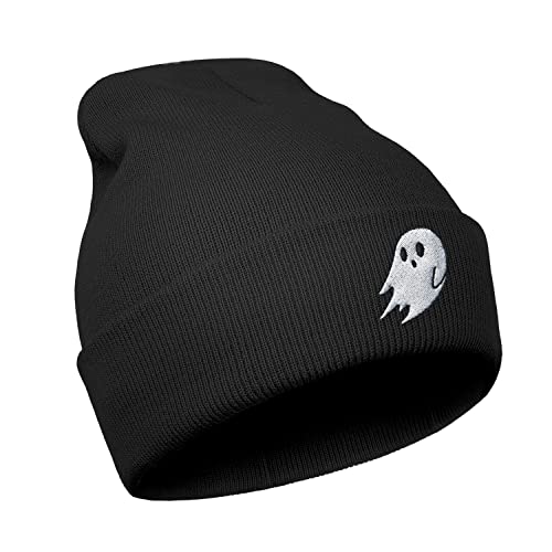 Halloween Cool Ghost Knit Beanie Hats For Men Women Emo Goth Gothic Grunge Perfect Best Birthday Presents Embroidered Spooky Graphic Warm Skull Beanies Cap Unisex For Winter #TOP18