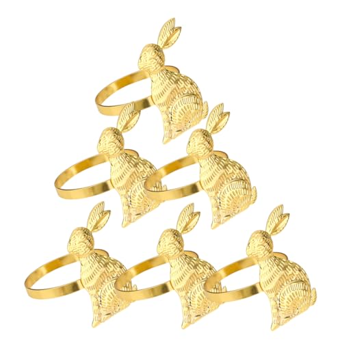 Alipis Servilleteros De Conejito Adorable, Anillo De Hierro Para Servilletas, Servilleteros De Conejo De Pascua, Decoración De Mesa De Comedor, 6 Uds.