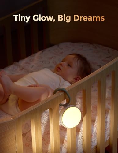 Image of Momcozy Portable Sound Machine with Night Light, White Noise Sound Machine for Baby, 20 Soothing Sounds, Sound Therapy, Long-Lasting Power, Timer, Clips on Stroller, Baby Shower Gifts