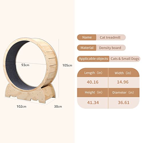 Cat Running Wheel, Cat Exercise Wheel Cat Wheel Exerciser For Indoor Cats Cat Exercise Wheel Treadmill With Carpeted Runway Natural Wood Color Cat Wheel, 32.3X15.7X40 #TOP5
