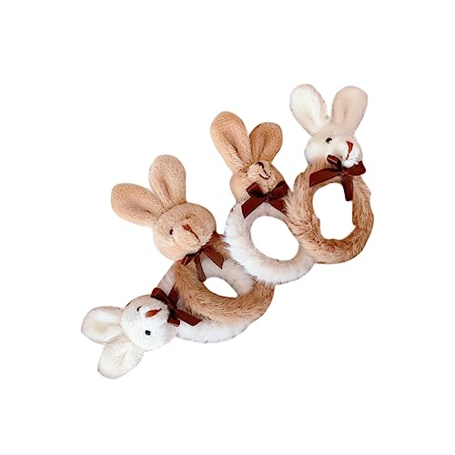 Foytoki 9JWT00KX2076O598WX Rabbit Themed Hair Ties, 4Pcs Plush Bunny Rubber Band Plush Hair Tie Girls Hair Accessories Elastic Hair Bands Scrunchie Holder cover