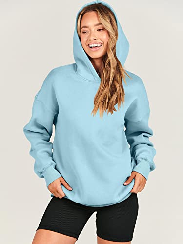 Anrabess Womens Fleece Pullover Sweatshirts Oversized Hoodies With Pocket Casual Comfy Hoodie Fall Fashion Loose Sweatshirt For Teen Girls A1023Danlan-M Blue #TOP6