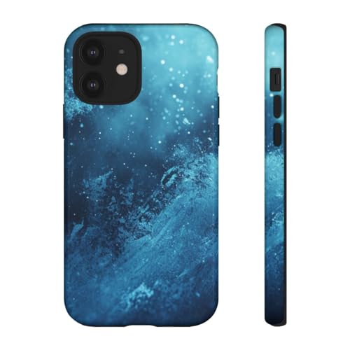 Coque iPhone 12 texture cinématographique bleue glace effet brillant magique
