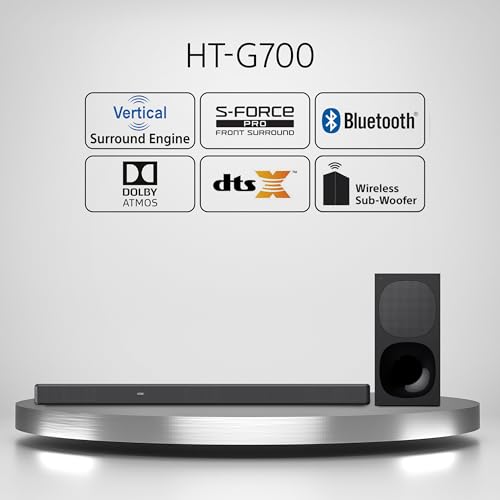 Sony HT-G700 3.1ch 4K Dolby Atmos/DTS:X Soundbar for TV with Wireless subwoofer, 3.1ch Home Theater System (400W, Surround Sound,Bluetooth Connectivity, HDMI & Optical Connectivity, 4k HDR) - Black view 2