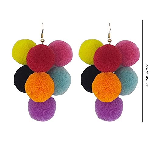 Boho Unique Elegant Colorful Fur Ball Dangle Drop Earrings Trendy Personalized Exaggeration Hypoallergenic Jewelry Gift3