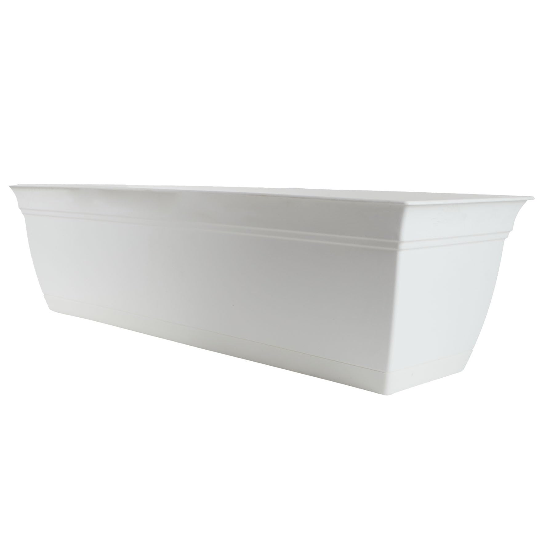 The HC Companies ECW30000A10 Indoor Outdoor 30 Inch Eclipse Series Window Flower Garden Ornamental Planter Box with Removable Attached Saucer, White