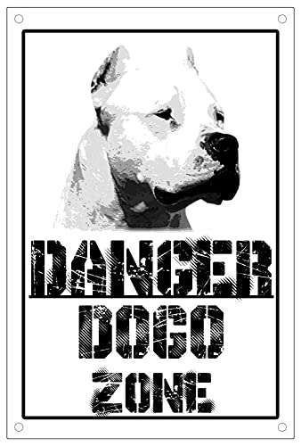CARTELLO ATTENTI AL CANE - Danger DOGO ARGENTINO zone - Con Adesivo in Vinile e Pannello in Forex (Pannello 5mm Stampato)
