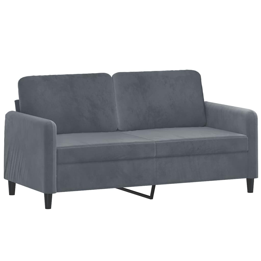 Juego de 2 sofás de terciopelo gris oscuro, sofás de 2 plazas con acolchado de espuma, estructura de metal estable y madera contrachapada, muebles de salón modernos, sofá multiusos que ahorra