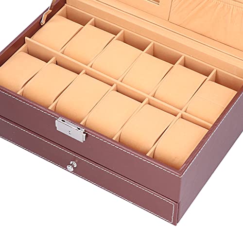 Boîte à bijoux double couche avec compartiments montres et colliers, grand format 30cm - 3