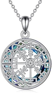 YAFEINI Compass Necklace 925 Sterling Silver Celtic Knot Abalone Shell Necklace Graduation Friendship Talisman Travel Necklace Inspirational Graduation Gift Jewellery Gifts for Women