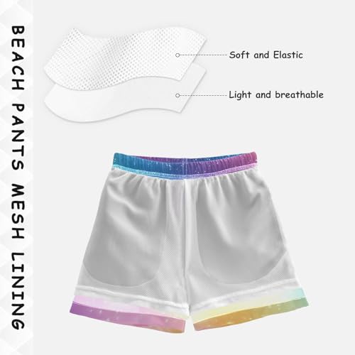 Pigsaly Boys' Swim Board Shorts Rainbow Gradient Stars Starry Boy's Swim Trunks Kids Swimwear 2T4