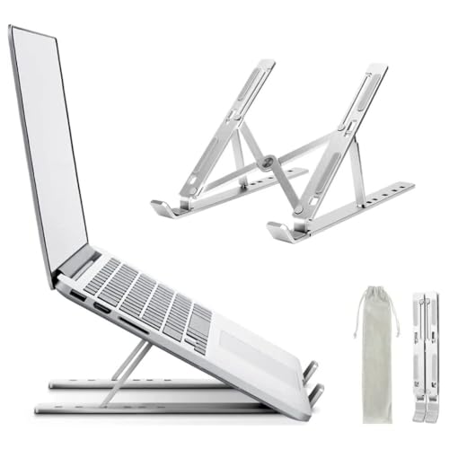 CIIN Soporte Portatil Mesa, Refrigeración Soporte Ordenador Portátil, 5 Ángulos Ajustable, Aleación de Aluminio Plegable, Ergonómico, portátiles de 10 – 17,3'. Incluye Bolsa Transporte (1 Unidad)