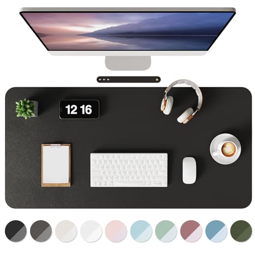 MOLMO Non-Slip Desk Mat, Waterproof Desk Pad Table Protector, Easy Clean Laptop Mat Large Mouse Pad Leather Writing Mat with Suede for Office /Home/Decor (Black, 90 x 43 cm)