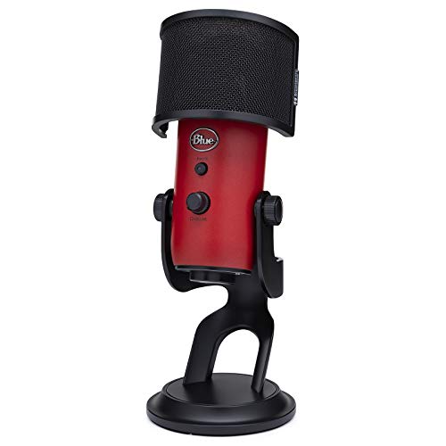 BLUE Microphones Yeti USB Microphone (Satin Red) with Knox Gear Pop Filter (2 Items)