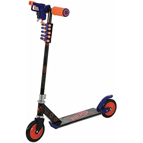 2 Wheel Nerf Blaster Folding in Line Scooter With Handlebar Mounted Nerf Blaster And 5 Pellets In A Cool Stem Holster ,Lightweight Sturdy Aluminum Alloy kids scooter, Boys Scooter (‎80x 30 x 67cm) Cover