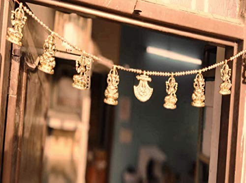 URBAN HAAT Metal Decorative Ethnic Bandarwal Toran Door Hangings - Laxmi Ganesh