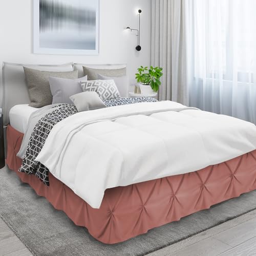 Image of Nestl Pink Clay Bed Skirt Twin Size, Pinch Pleat Twin Bed Skirt, 14 inch Inch Drop Twin Bedskirt, Hotel Quality Pink Clay Bed Skirts, Premium Microfiber Bedskirt for Twin Bed, Pink Clay Twin Bed Skirt