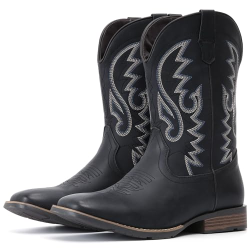 Image of IUV Cowboy Boots For Men with Wide Square Toe Western Retro Boot