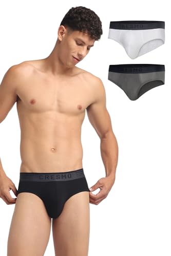 Image of Cresmo Men's|Anti-Microbial Luxury Micro Modal Underwear Breathable Ultra Soft Comfort Lightweight Brief|Pack of 2 |