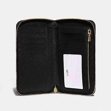 Coach Crossgrain Leather Medium Zip Around Wallet (Black) #TOP1