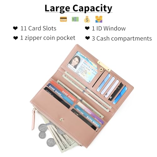 Slim Women Wallet Bifold Ladies Long Purse Travel Credit Card Holder with Coin Zipper Pocket2