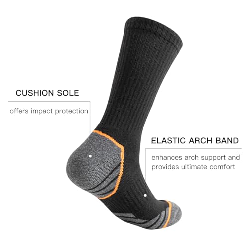 JOYNÉE 8 Pairs Mens Athletic Cushioned Crew Socks Moisture-Wicking Work Sport Socks for Running Basketball,Sock Size:10-134