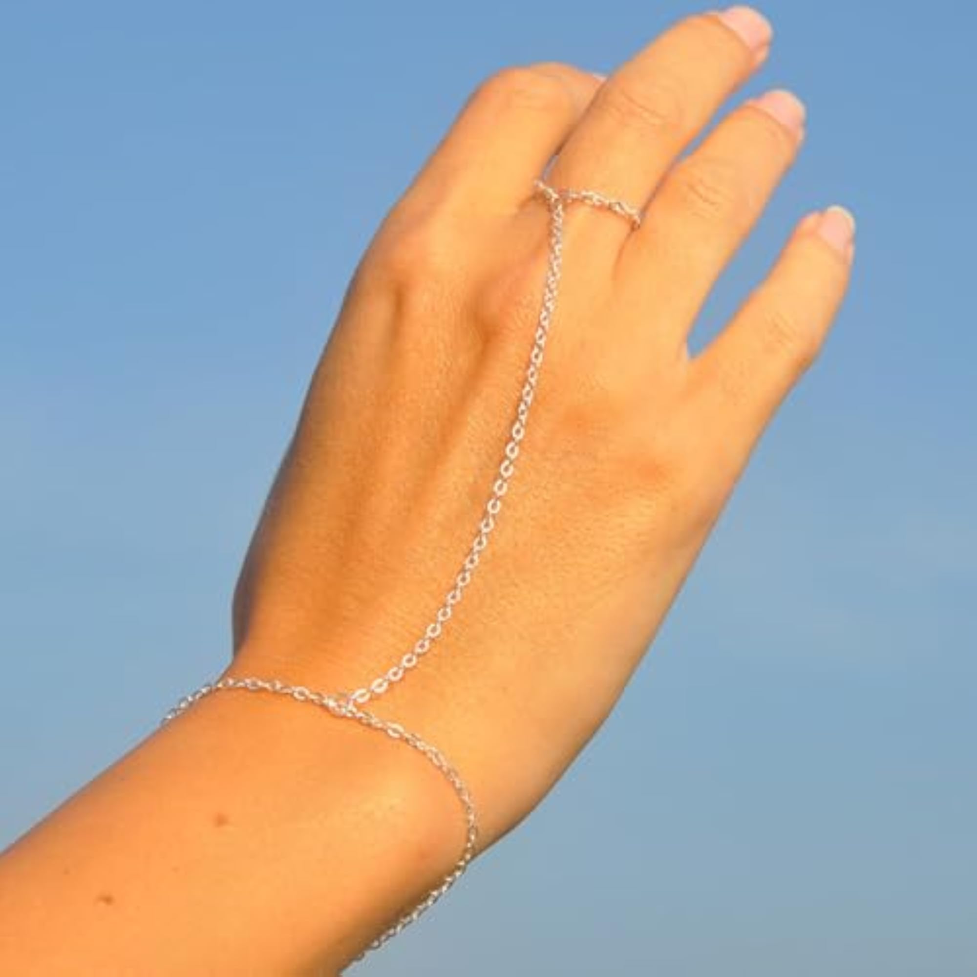 Adjustable Rhinestone Hand Chain Bracelet Ring Jewelry