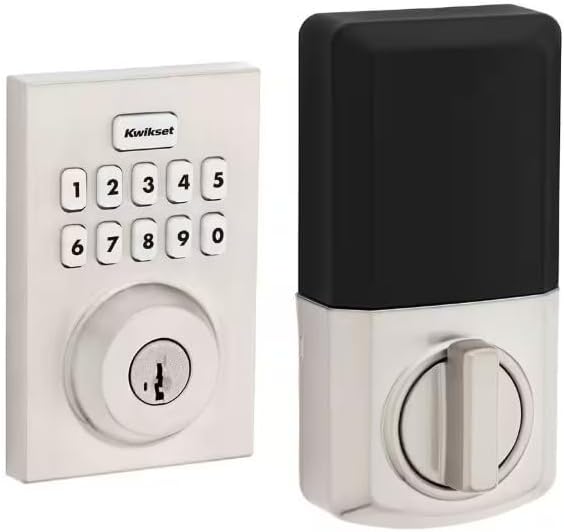 Kwikset Powerbolt 250 Keyless Entry Door Lock, 10-Button Keypad Satin Nickel Contemporary Electronic Deadbolt Door Lock, Customizable User Codes, Auto Locking and SmartKey Kwikset Powerbolt 250 Keyless Entry Door Lock, 10-Button Keypad Satin Nickel Contemporary Electronic Deadbolt Door Lock, Customizable User Codes, Auto Locking and SmartKey