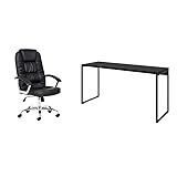 Conjunto de Mesa Studio 150 cmcom Cadeira de Escritório Presidente Giratória com Relax Finland Preta