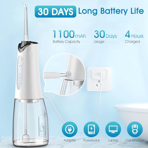Anluomania Irrigador Bucal, Irrigador Dental Portatil, Water Flosser, 4 Boquillas 5 Modos, Irrigador Dental Inalámbrico, IPX7 Impermeable USB Recargable, Para Limpieza Dientes, Para Hogar y Viajes - imagen 6