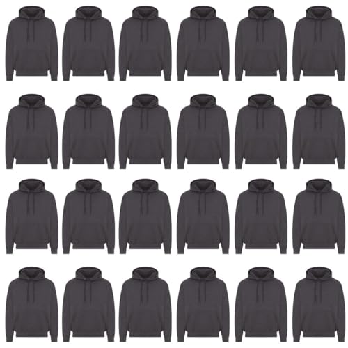 BILLIONHATS 24 Pack of Wholesale Hoodie Sweatshirts, Men Womens Unisex Hoodies Cotton Blend, Bulk Adults Sweatshirt, Homeless Donation (Gray, Small)