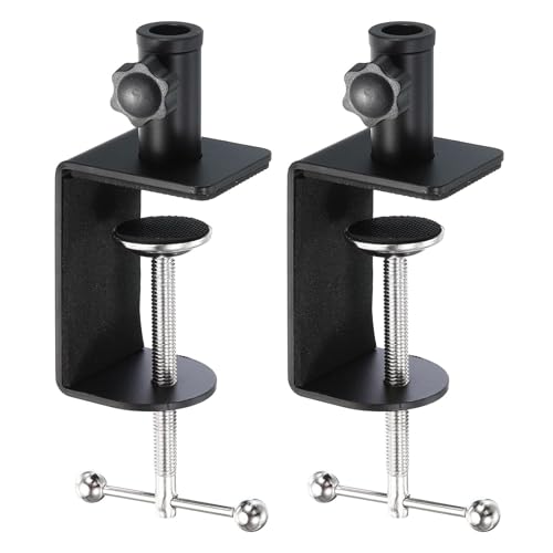 HJIAMA 2 piezas C clip de fijación, gabinete abrazaderas de aleación de aluminio, rotación asistida por doble bola, con base de esponja, mini abrazadera de invernadero, adecuado para banco de trabajo