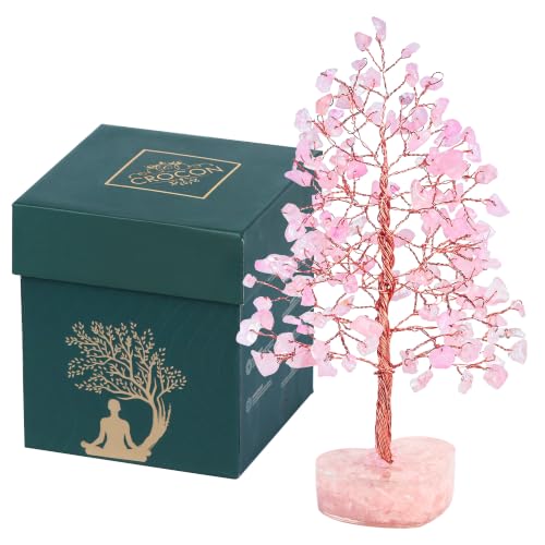 Image of Crocon Rose Quartz Heart Shape Base Crystal Tree, Birthday Gifts for Women