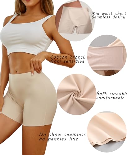 Knowyou Seamless Boy Shorts Underwear for Women No Show Womens Boxer Boyshorts Soft Briefs Panties for Ladies 5 Pack2