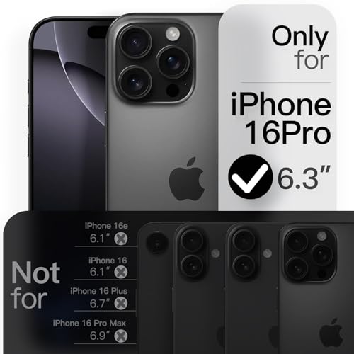 Image of JETech Slim Case for iPhone 16 Pro, Black Titanium | Camera Lens Protection, Ultra-Thin Matte Finish, Lightweight Minimalist Cover