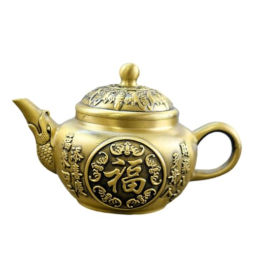 Kuntesetty Statua di teiera in Ottone da Collezione, Regalo Tradizionale Cinese, Statuetta Ornamentale da Tavolo per centrotavola da Interno, c