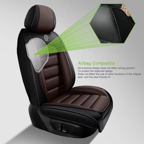 Image of Seat Covers for Ford Bronco Sport 2021-2024,2PCS Nappa Leather Car Seat Covers,Waterproof Seat Protectors Auto Seat Covers,Breathable Nonslip Interior Cover Seats for Cars(Black and Coffee)