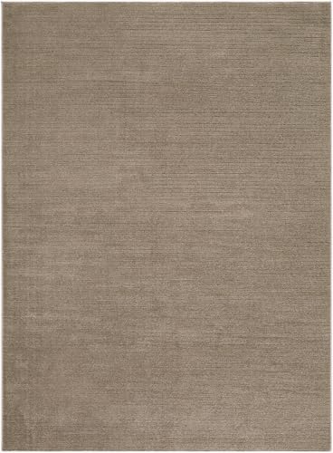 Hauteloom Levent Living Room, Bedroom Area Rug - Striped - Contemporary Modern Minimalist Transitional Farmhouse - Dark Brown, Brown, Taupe, Beige, Tan - 6'7" x 9'