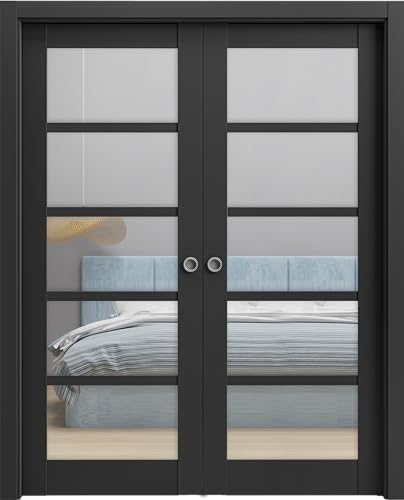 Quadro 4522 Double Swing Interior French Doors Black