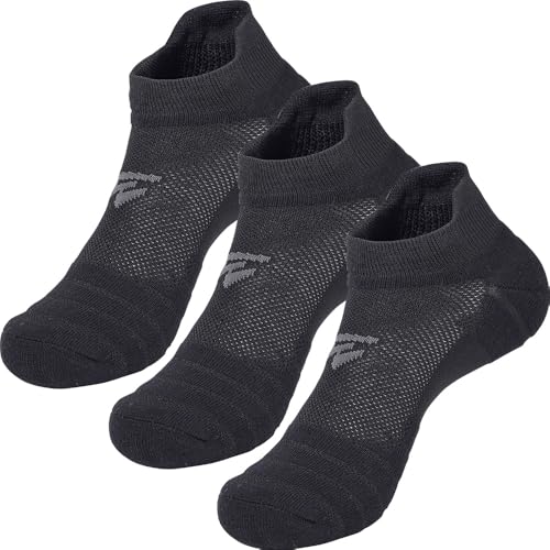 【TOREMON】ランニング ソックス レディース メンズ キッズ スポーツ 靴下 厚手 トレラン ソックス 子供用 ジュニア マラソン ジョギング ウォーキング サッカー テニス 衝撃吸収 吸汗 速乾 通気性 脱げにくい 靴ずれ 防止 抗菌 防臭 (M, ブラック)