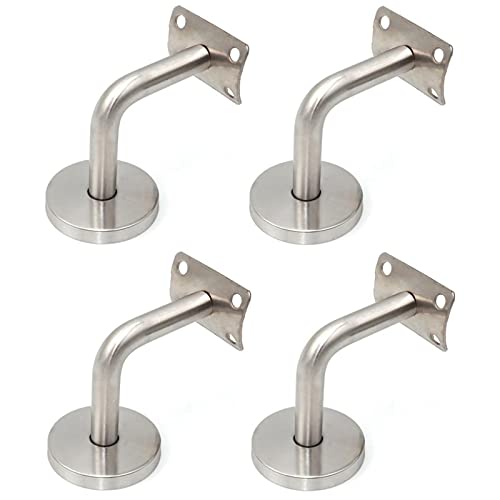4 Pièces Supports de Rampe d'escalier en Acier Inoxydable Balustrade Murale Support de Tube 90° Supports de Main Courante pour Fixation Murale Escalier Support Mural de Garde-Corps Supports Muraux